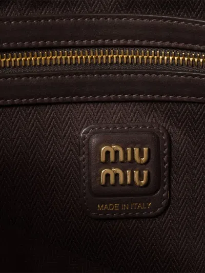 Miu Miu Suede Double Handle Shoulder Bag In Brown
