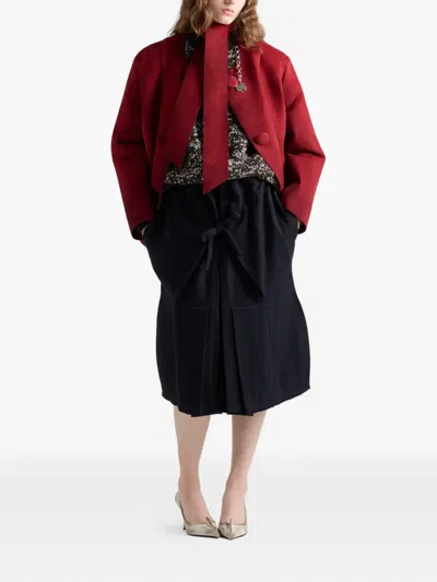 Prada Melange Wool Crewneck Sweater With Pendants In Brown