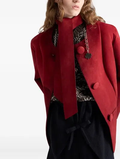 Prada Melange Wool Crewneck Sweater With Pendants In Brown