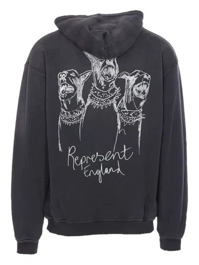 Represent Felpa Thoroughbred Dogs Oversize In Cotone Nero Uomo In Gray