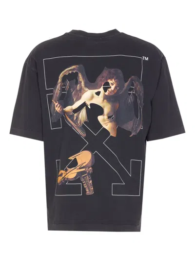Off-white Washed Black Cupid Arrow Skate Logo T-shirt