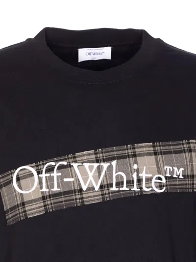 Off-white Black Crewneck T-shirt With Logo Lettering On The Front And Maxi Diagonal Motif On The Rear In Cotto In Black