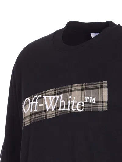 Off-white Black Crewneck T-shirt With Logo Lettering On The Front And Maxi Diagonal Motif On The Rear In Cotto In Black