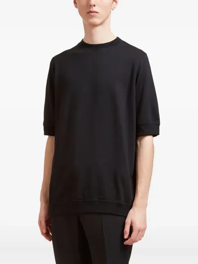 Aiezen Half-length-sleeve Crew-neck T-shirt In Black