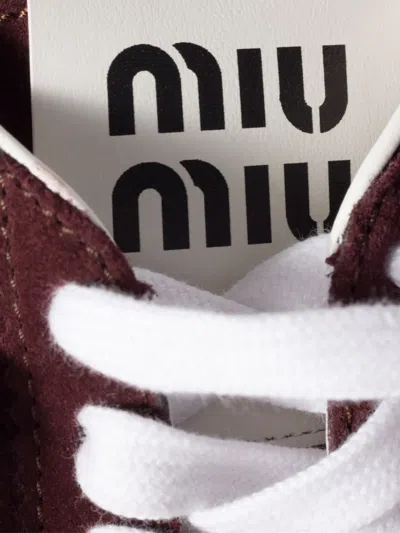 Miu Miu Suede Bicolor Retro Trainer Sneakers In Red