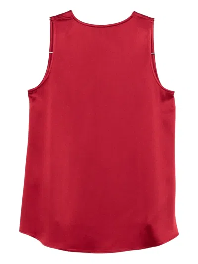 Antonelli Sleeveless Red Satin Top With V-neck  In Red