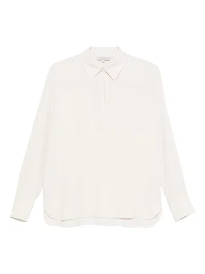 Antonelli Fitted White Shirt With Concealed Button Placket In White