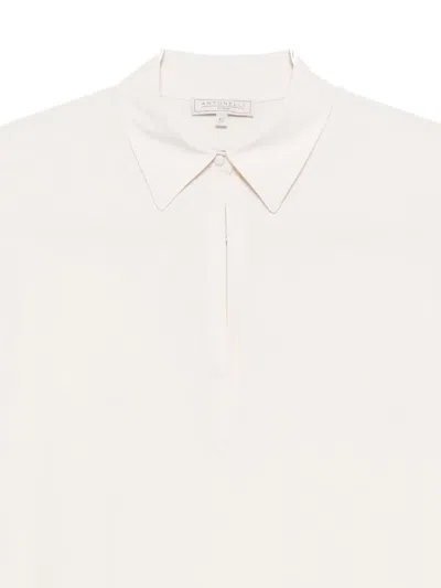 Antonelli Fitted White Shirt With Concealed Button Placket In White
