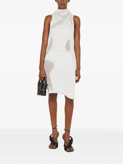 Di Petsa Wet Dreams Text-print Recycled-polyester Blend Mini Dress In White