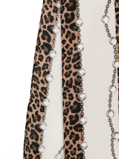 Liu •jo Catena Leopard-print Chain Scarf In Pink
