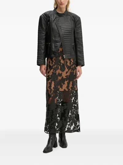 Munthe Quilted Panelled Leather Jacket In Black