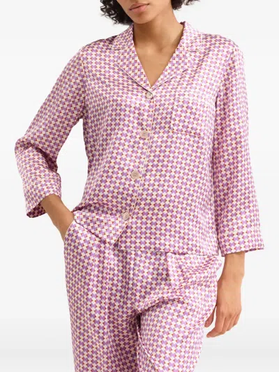 Eres Disque Geometric-print Silk Pyjama Top In Pink