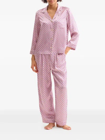 Eres Disque Geometric-print Silk Pyjama Top In Pink