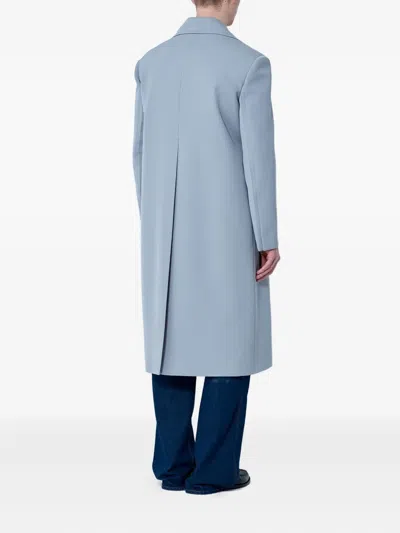 Gucci Men Single-breasted Wool Coat In Blue