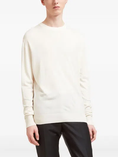 Aiezen Crew-neck Knitted Sweater In White