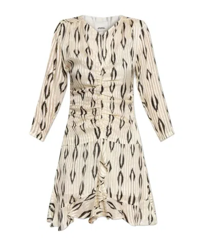 Isabel Marant Asymmetrical Draped Silk Dress With Cut-out Sleeves In White