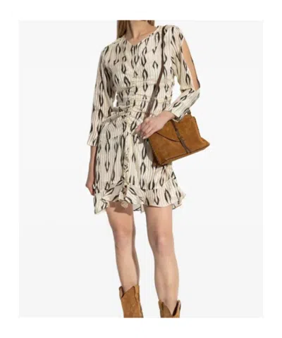 Isabel Marant Asymmetrical Draped Silk Dress With Cut-out Sleeves In White