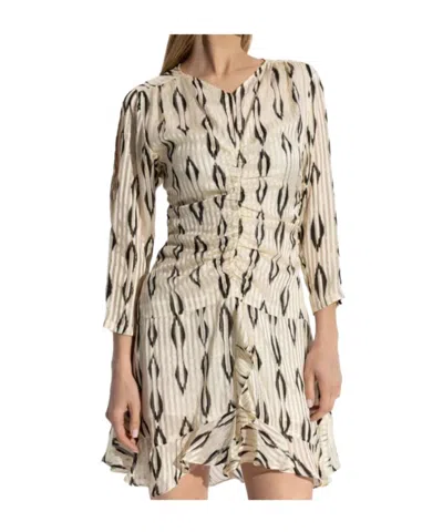 Isabel Marant Asymmetrical Draped Silk Dress With Cut-out Sleeves In White