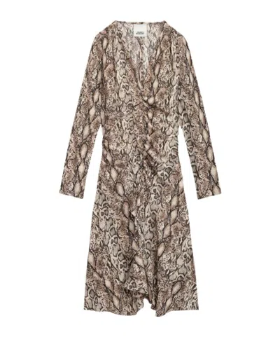 Isabel Marant Beige Octavia Mini Dress In Brown