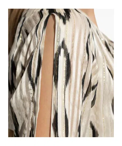 Isabel Marant Asymmetrical Draped Silk Dress With Cut-out Sleeves In White