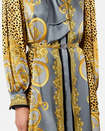 Versace Silk Chemisier/dress In Gray