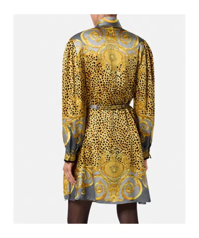 Versace Silk Chemisier/dress In Gray