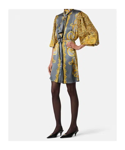 Versace Silk Chemisier/dress In Gray
