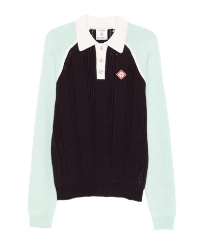 Casablanca Colourblock Polo Shirt In Green