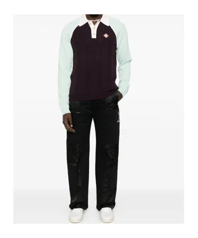 Casablanca Colourblock Polo Shirt In Green