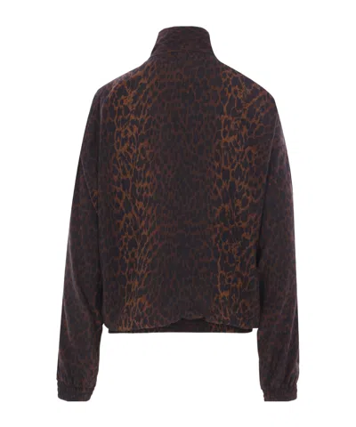 Balenciaga Crepe De Chine Full-zip Jacket With Leopard Print In Multi