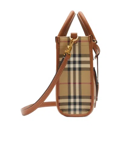Burberry Mini Freya Tote In Check Coated Cotton Blend Bags In Multi