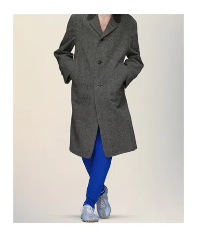 Maison Margiela Single-breasted Black/white Wool Blend Coat In Multi