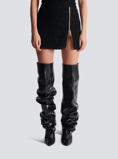 Balmain Tweed Mini Skirt In Blue