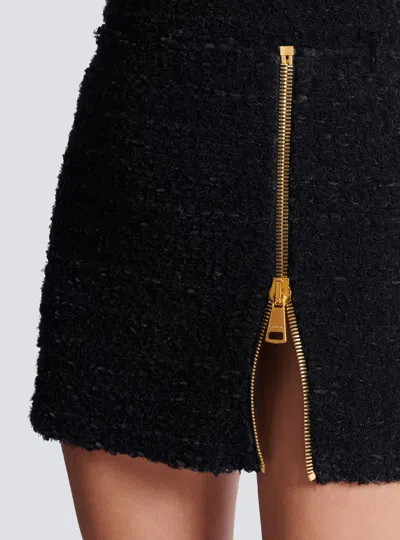 Balmain Tweed Mini Skirt In Blue