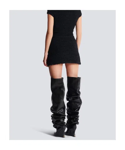 Balmain Tweed Mini Skirt In Blue