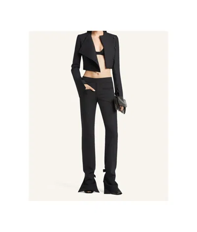 Courrèges Asymmetric Double Breasted Wool Blend Jacket In Black