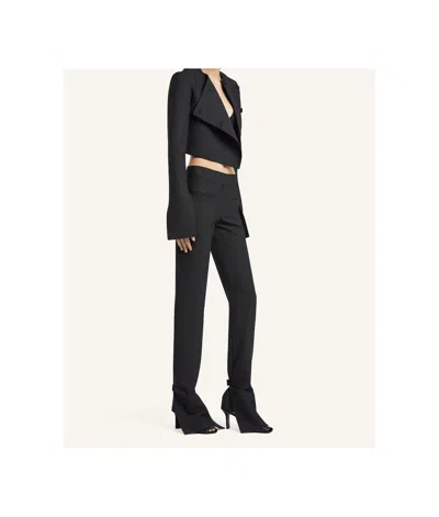 Courrèges Asymmetric Double Breasted Wool Blend Jacket In Black