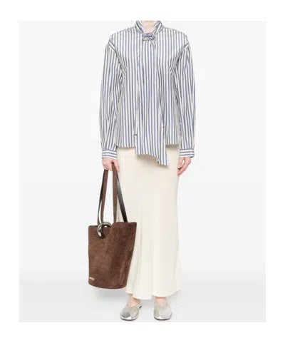 Forte Forte Vertical Striped Blouse With Distinctive Bow Tie In Pattern