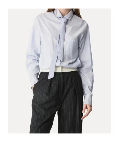 Forte Forte Relaxed Fit Blue Bci Cotton Oversized Shirt In White