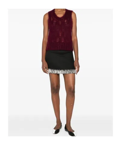 Forte Forte Sleeveless Burgundy Knit Sweater With Openwork Details In Brown