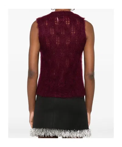 Forte Forte Sleeveless Burgundy Knit Sweater With Openwork Details In Brown