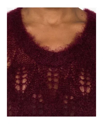 Forte Forte Sleeveless Burgundy Knit Sweater With Openwork Details In Brown