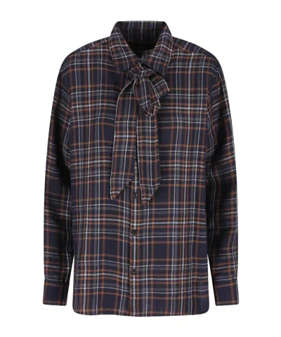 Saint Laurent Check Pattern Shirt In Multi
