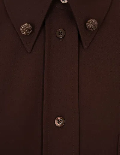 Fabiana Filippi Long Sleeve Button-up Shirt In Brown