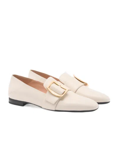 Bally Boucle Slipper In Ivory Leather In White