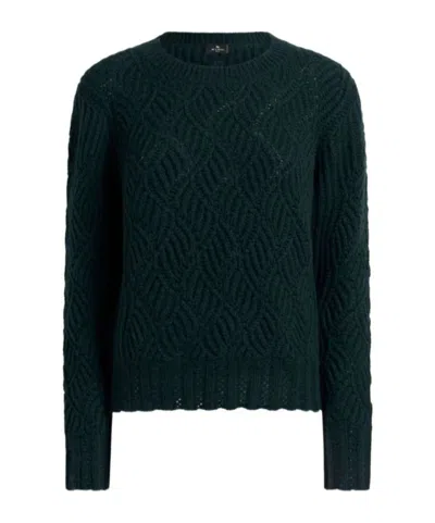 Etro Perforated Pattern Cashmere Sweater In Green