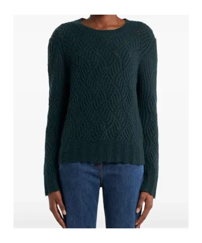 Etro Perforated Pattern Cashmere Sweater In Green