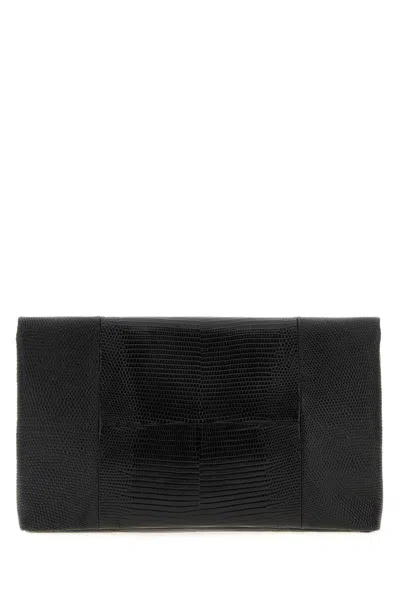 Saint Laurent Large Ysl Envelope Pouch Clutch Bag In Leather In Black