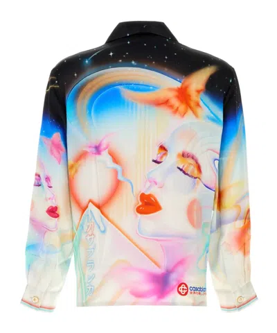 Casablanca Mens Galactic Connection Cuban-collar Graphic-pattern Silk Shirt In Multi