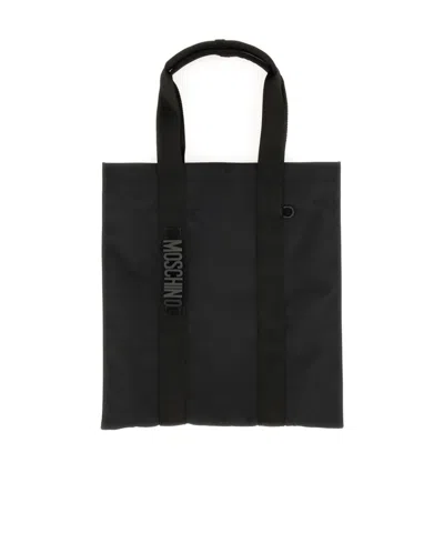 Moschino Rectangular Tote Bag Top Handles In Black